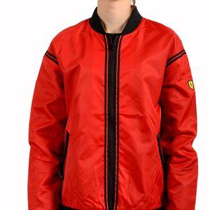 Scuderia Ferrari Women's Red Satin Windbreaker Bomber Jacket